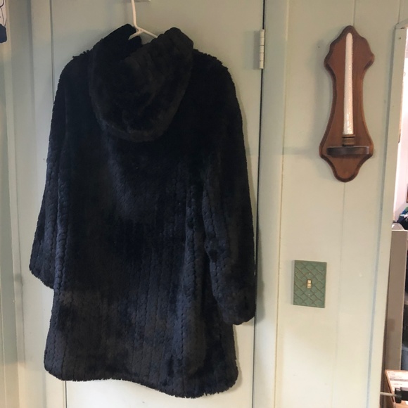 Orvis Reversible Coat Faux Fur Button Front - Picture 9 of 12